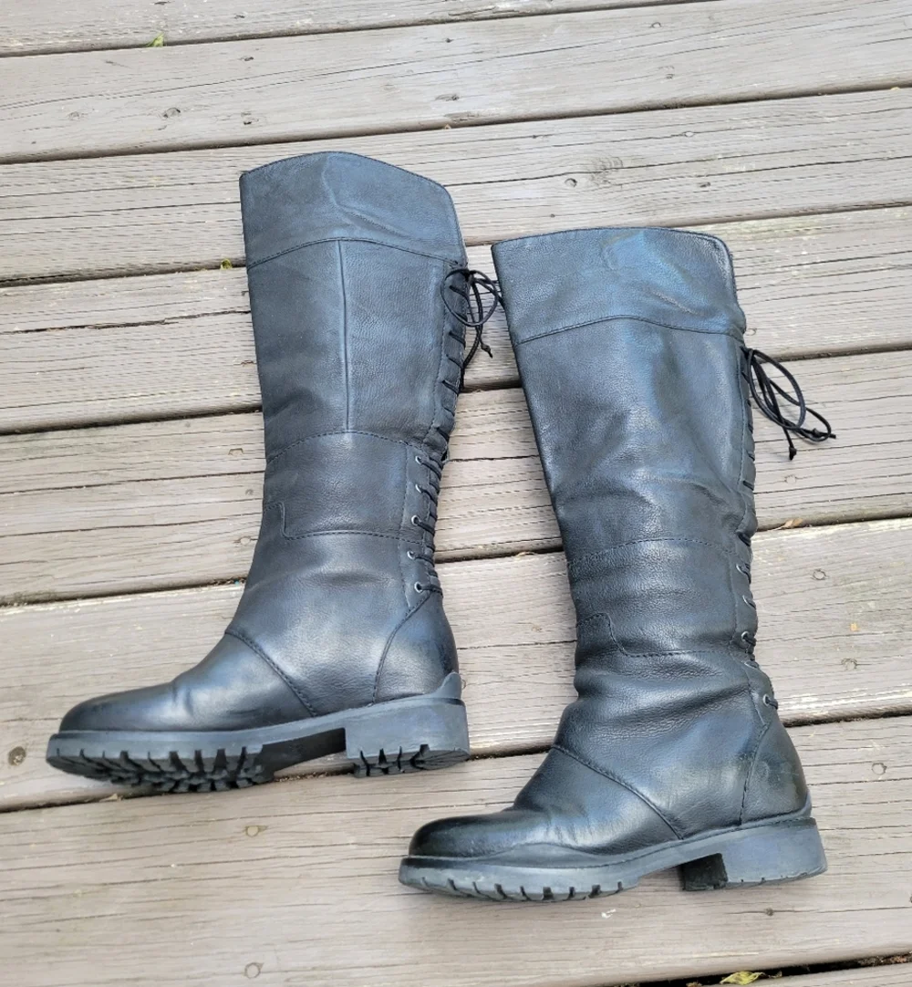 Nine West Mavira Black Leather‎ Over The Knee OTK Equestrian Riding Tall Boots
